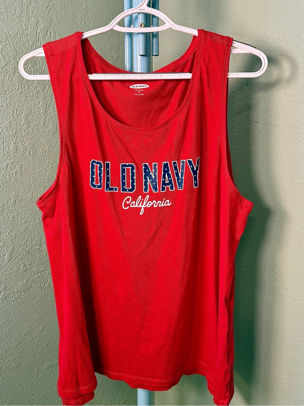 Old Navy Red Sleeveless Tank with Blue Logo - California Script